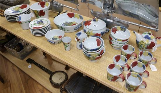 Janice Tchalenko for Dartington Pottery, a collection of Poppy design table and decorative wares,